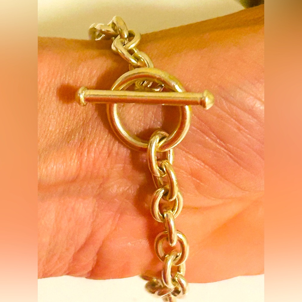 Sterling Silver Solid Link Bracelet - 7.5” - image 1